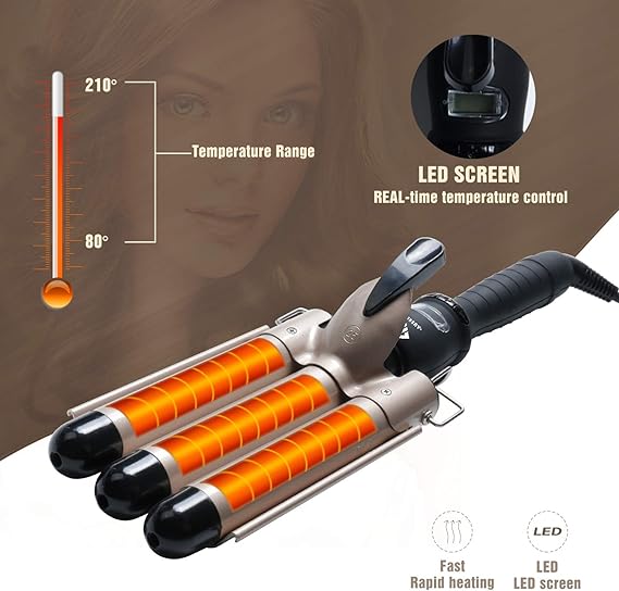 3-Barrel Ceramic Hair Curler Wand