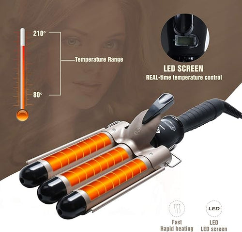 3-Barrel Ceramic Hair Curler Wand