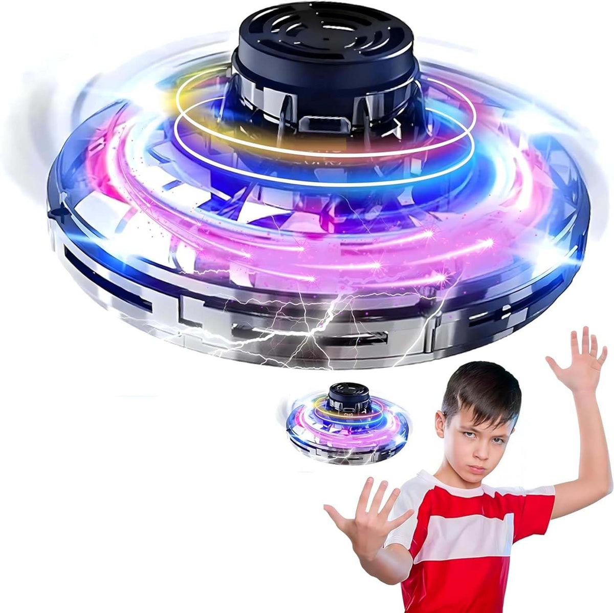 UFO Hand Controlled Mini Drone LED flying fidget spinner