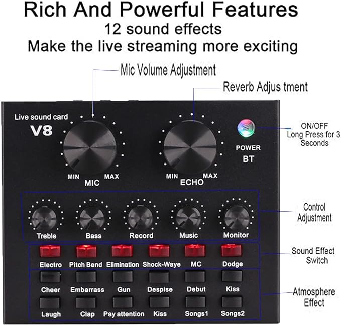 V8 Sound Card for Live Streaming