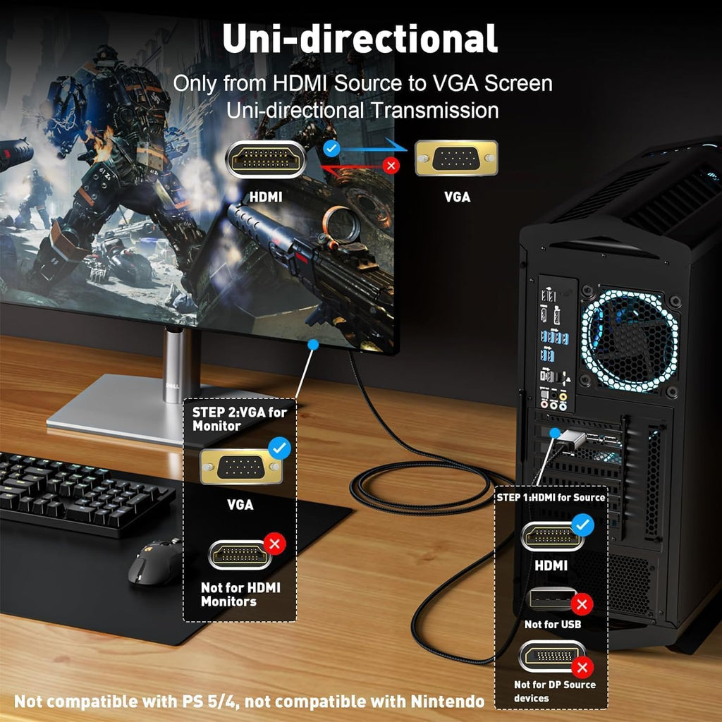 1.5 Meter WGL HDMI Male to VGA Male Video