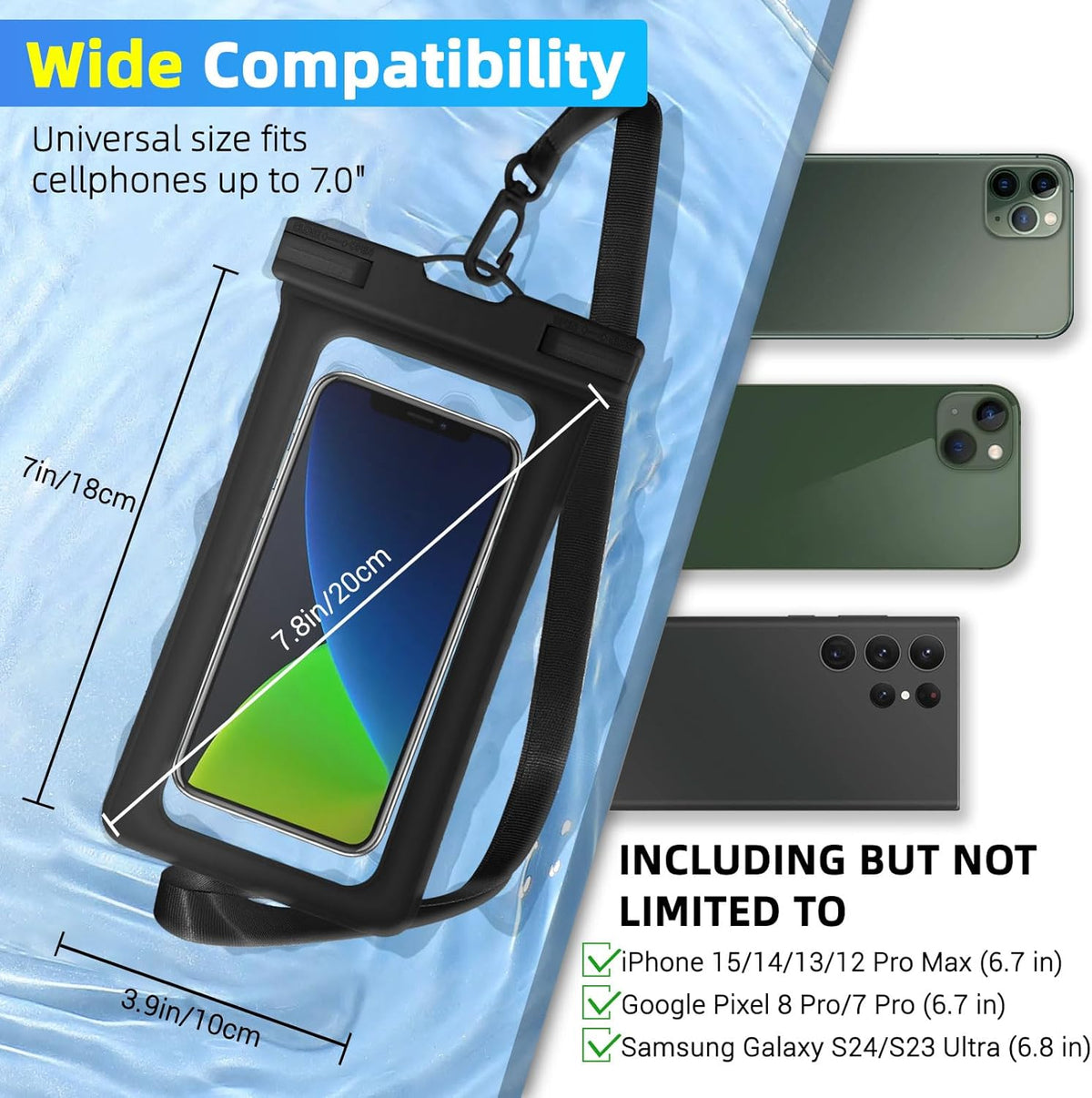 Waterproof Phone Pouch, IPX8 Waterproof Cell