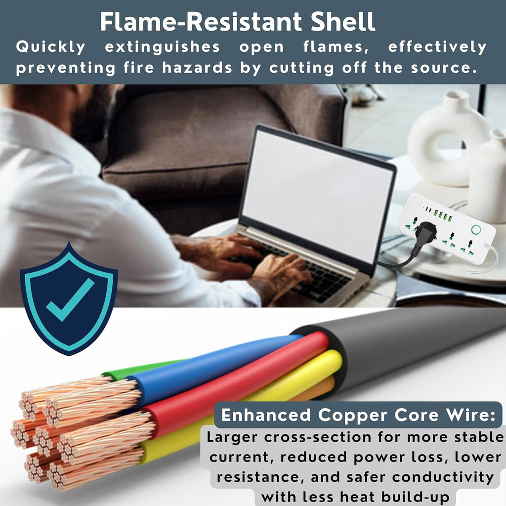 Multi-Plug Universal Extension Cord with 4