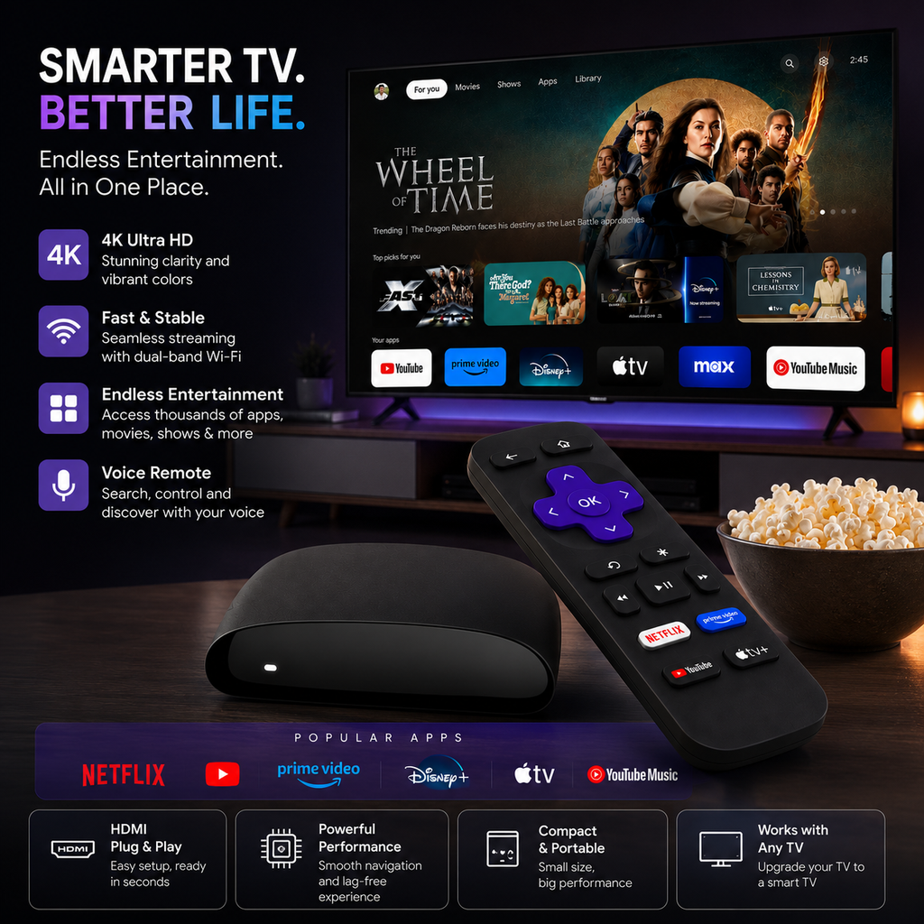 4K Ultra HD Streaming Media Player with Smart TV Platform