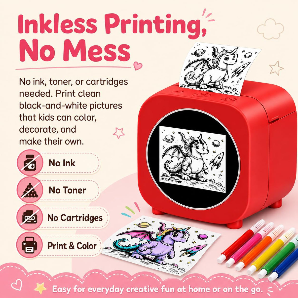 AI Voice Thermal Printer for Kids with HD Screen