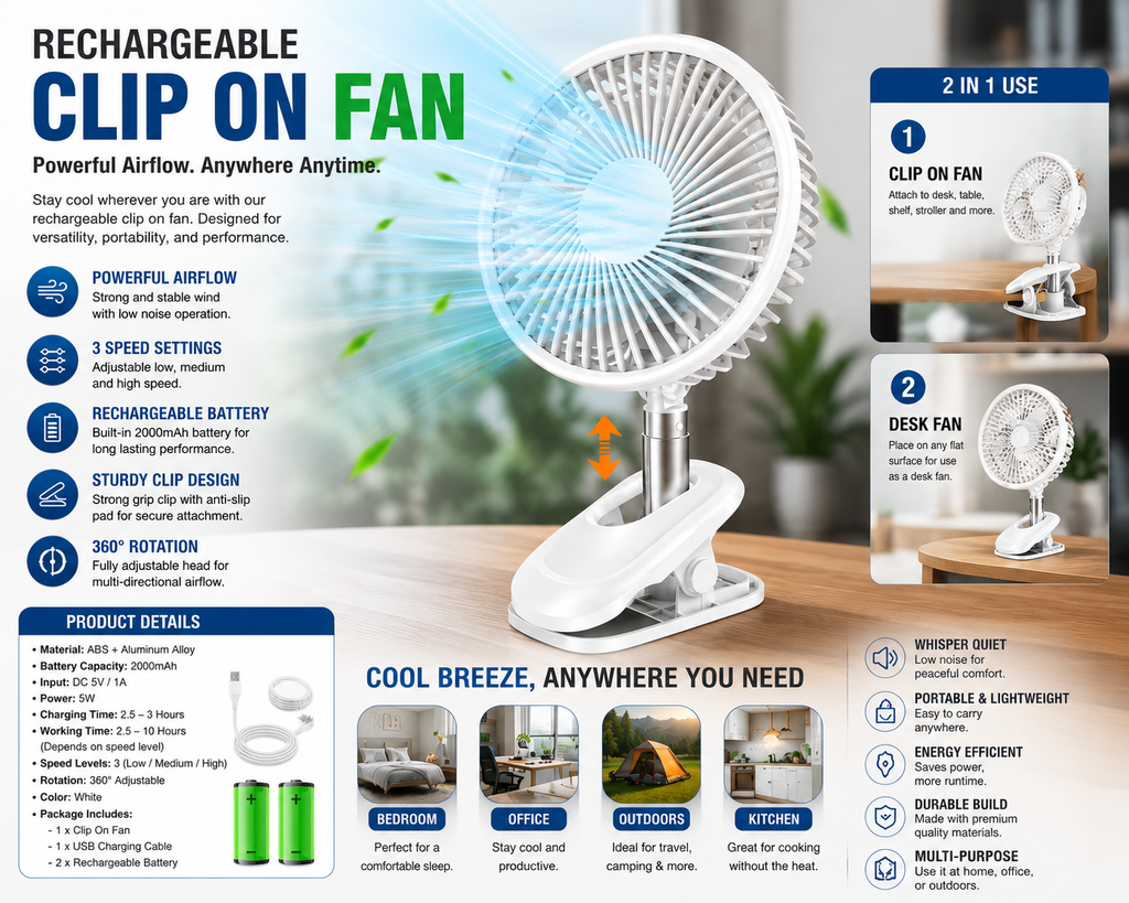 Handheld Rechargeable USB Portable Fan