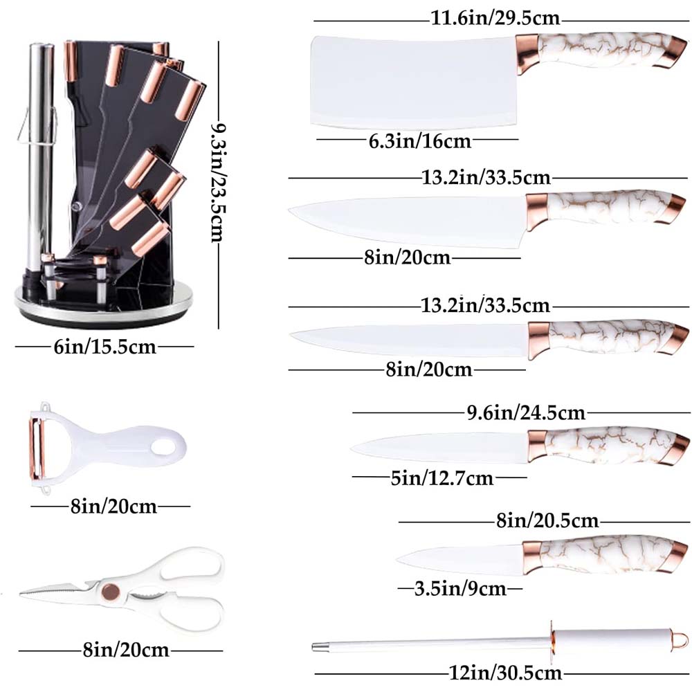 9-Piece White Kitchen Knife Set Ultra-sharp