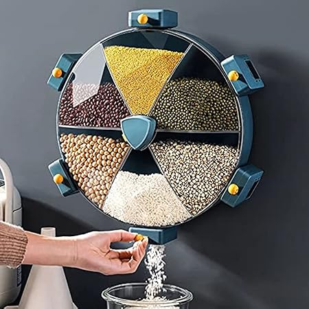 Wall-Mounted 6-Grid Dry Food Dispenser