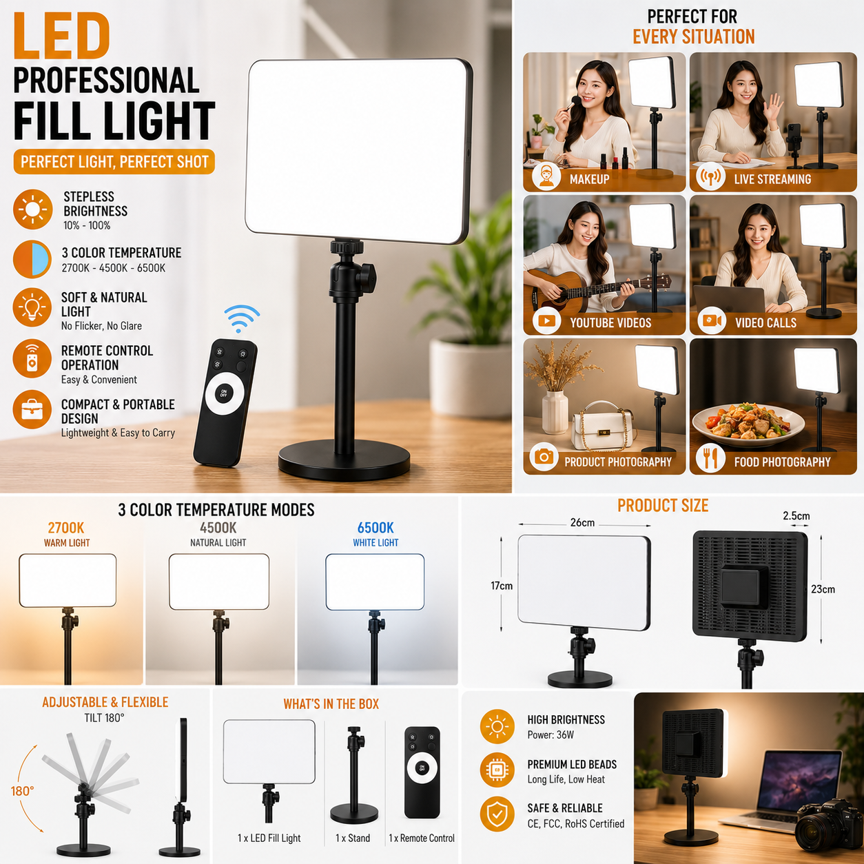 Live-P11 11-Inch Professional LED Fill Light Panel with Adjustable Brightness