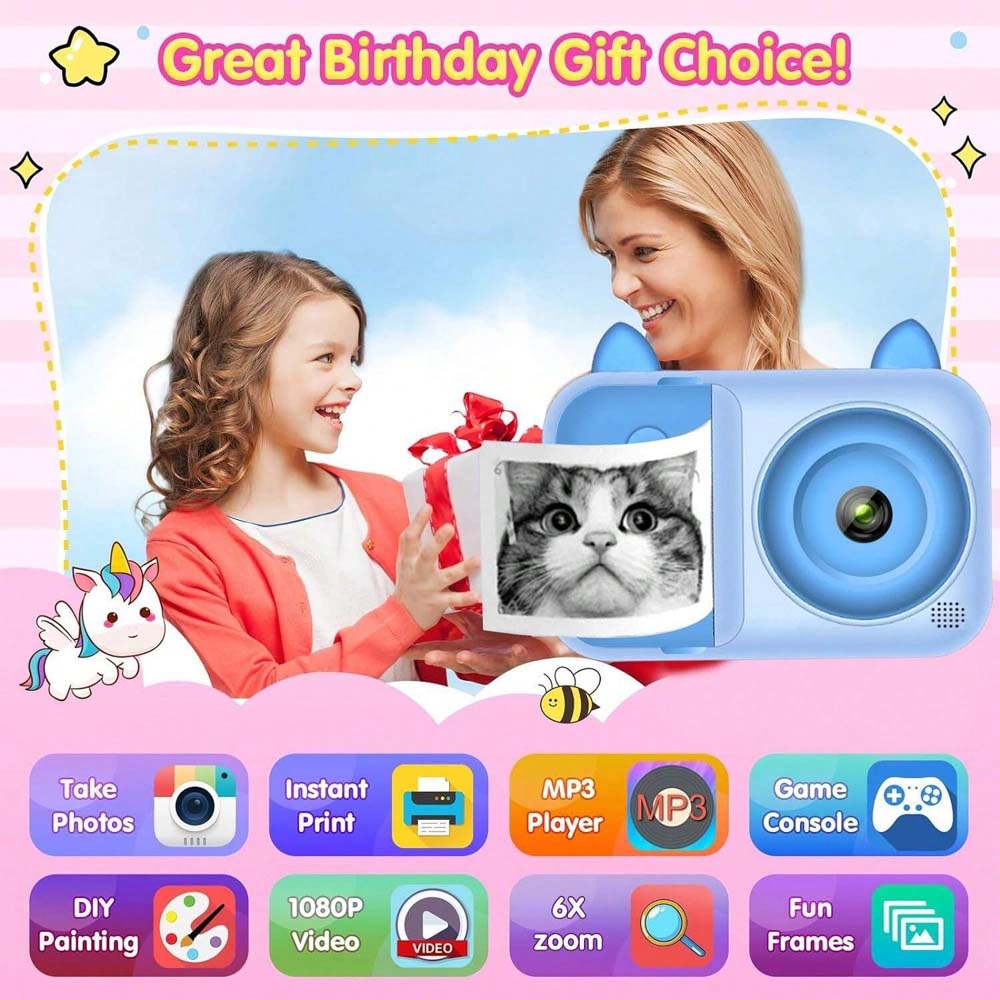 Kids Instant Print Camera 1080P Digital