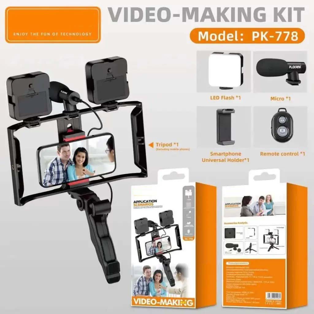 PK-778 5-in-1 Video Making Kit Tripod, LED