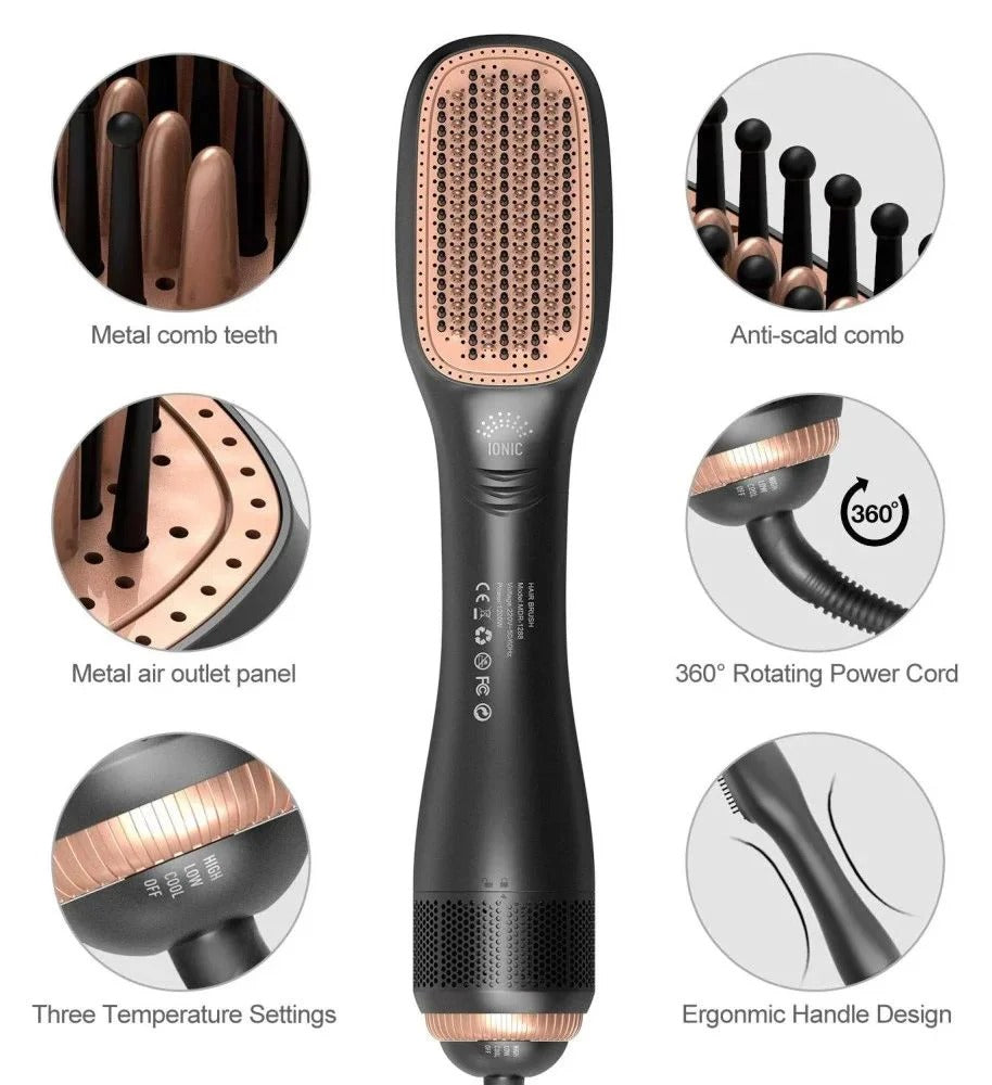 2-in-1 Hot Air Brush Hair Dryer