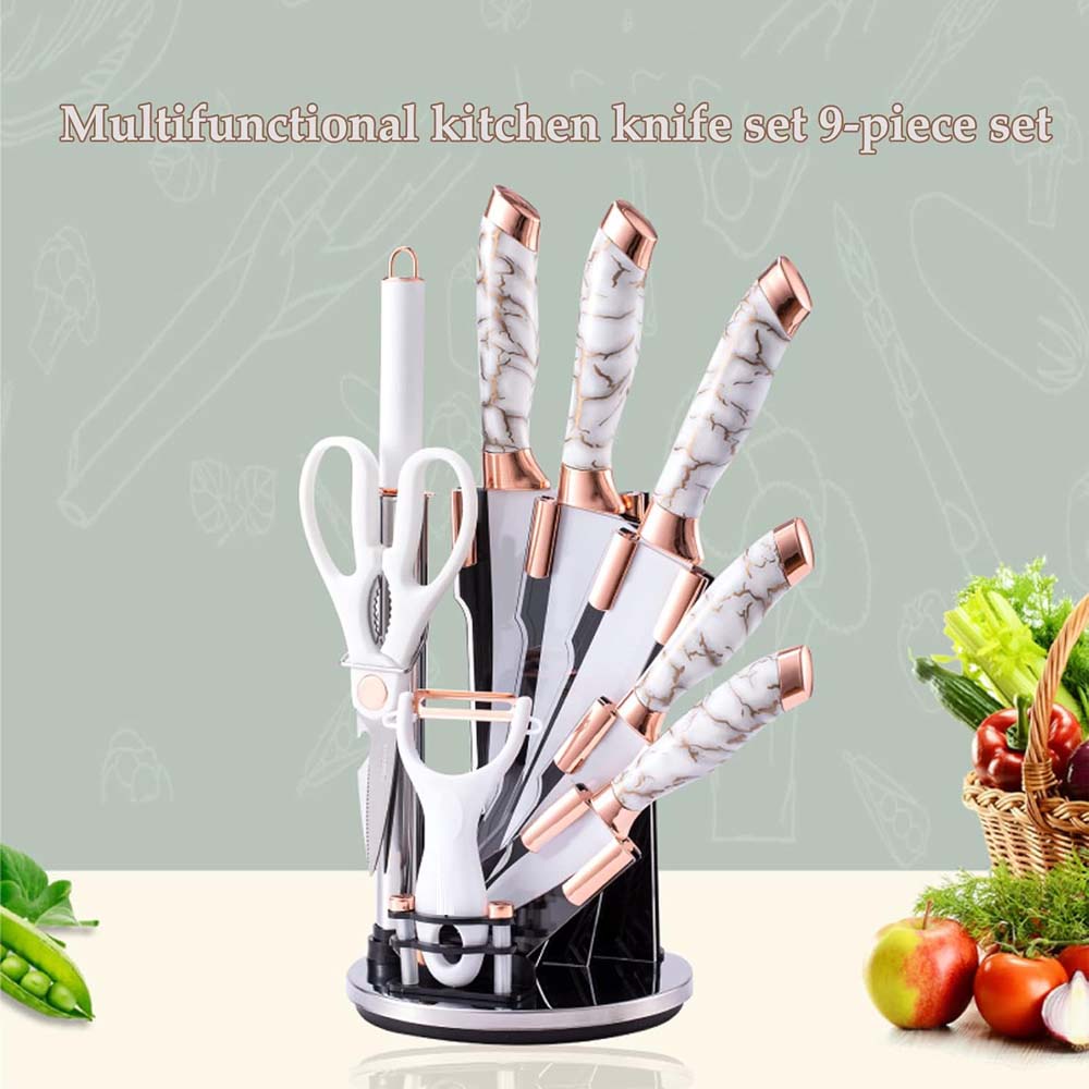 9-Piece White Kitchen Knife Set Ultra-sharp