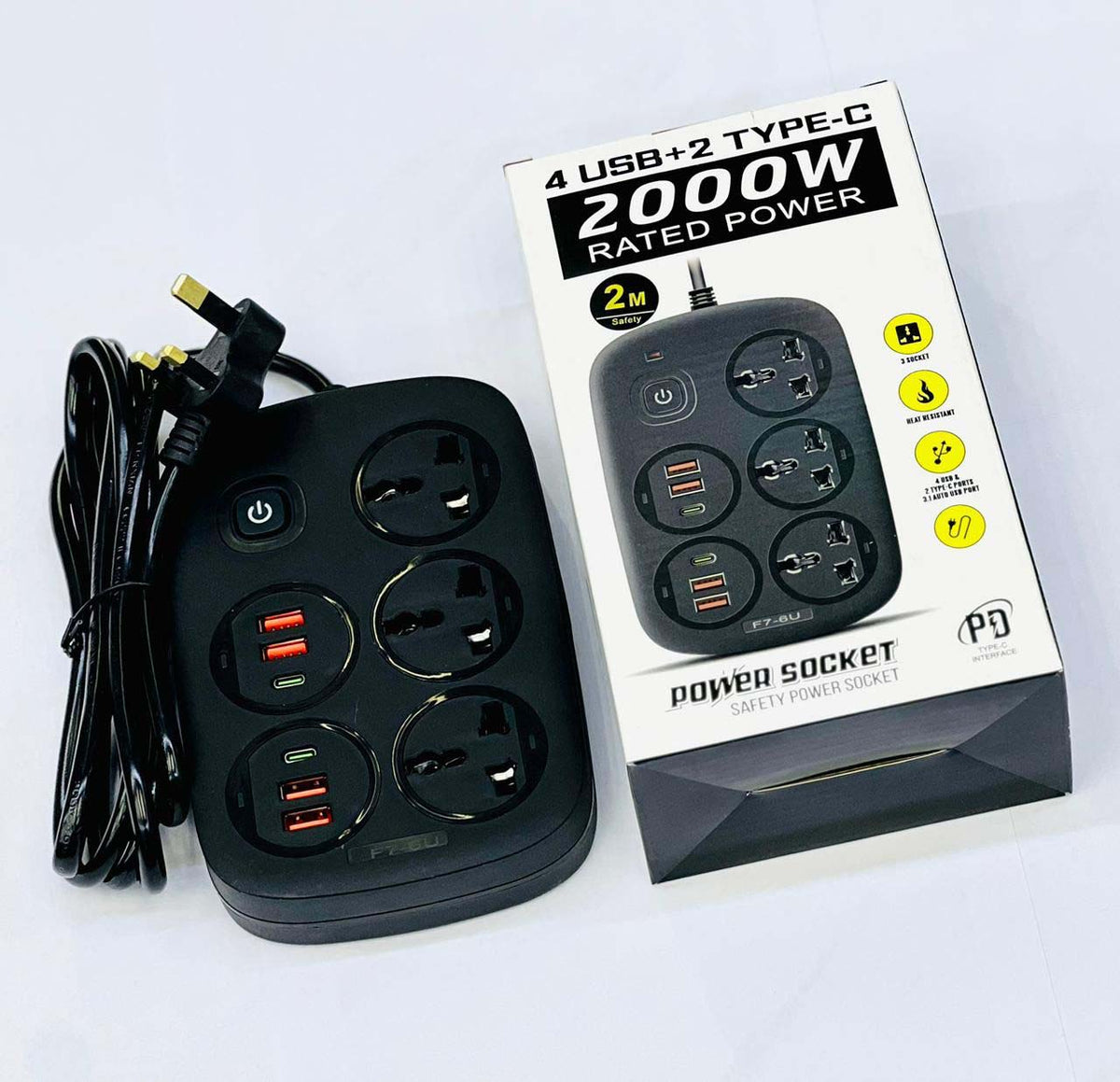 4USB+2Type-C British Standard Power Switch