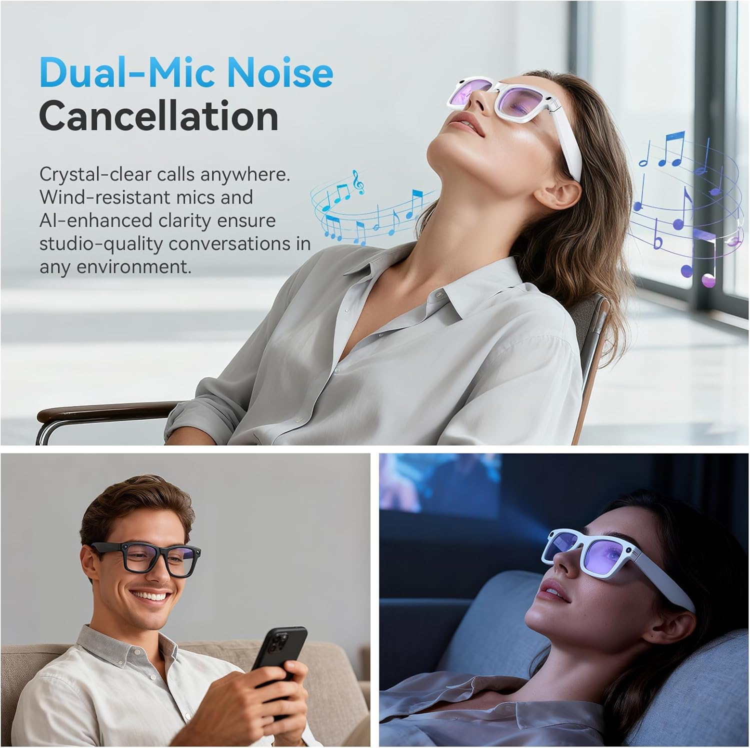 AI Smart Glasses with 8MP 2K HD Camera