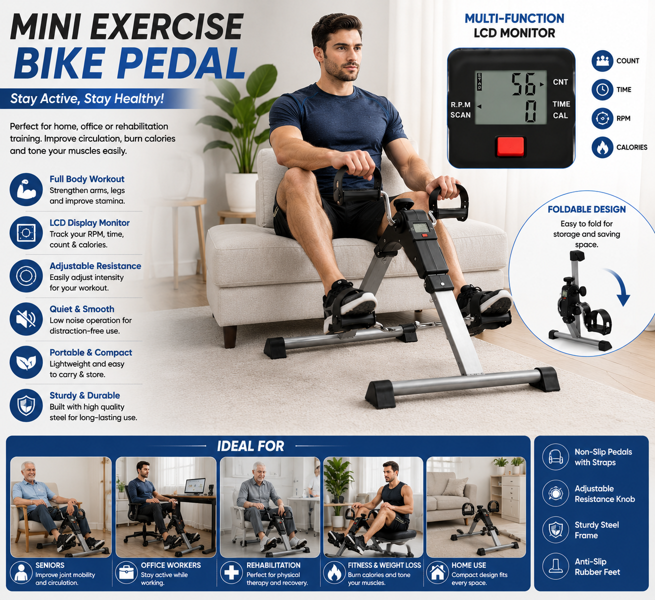 Mini Exercise Bike | Compact Arm and Leg