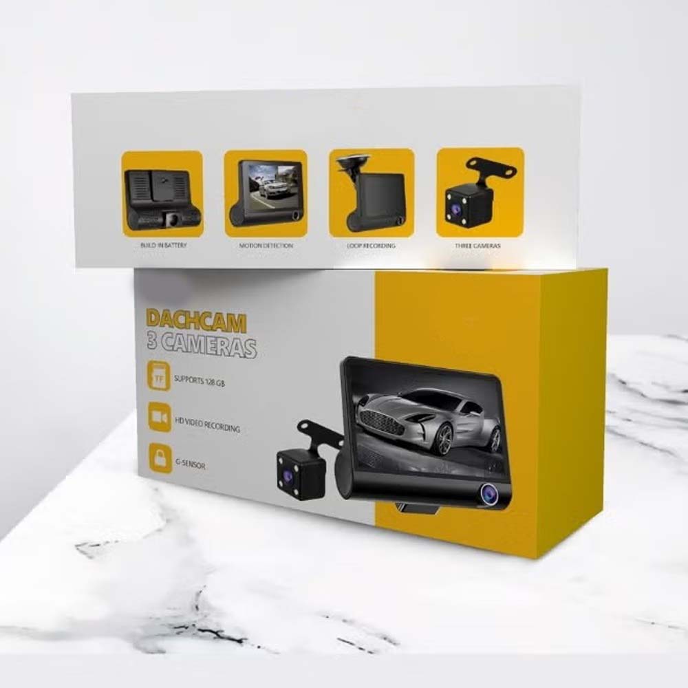 DX3618 3-Channel Car Dashcam. 4" HD display