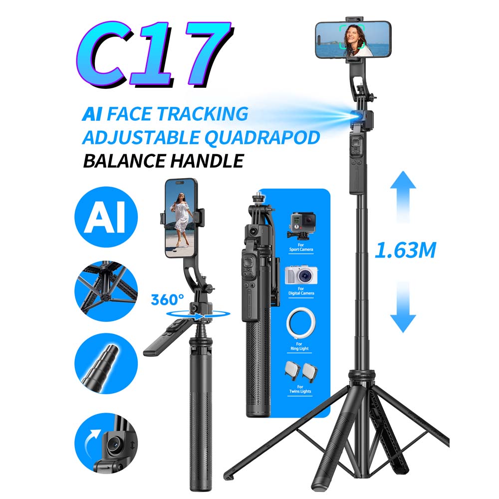 C17 AI Face Tracking Selfie Stick & Tripod