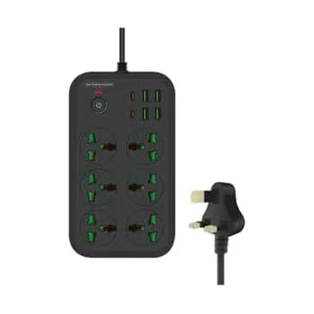 Protector Power Strip – 3000W, 6 Outlets