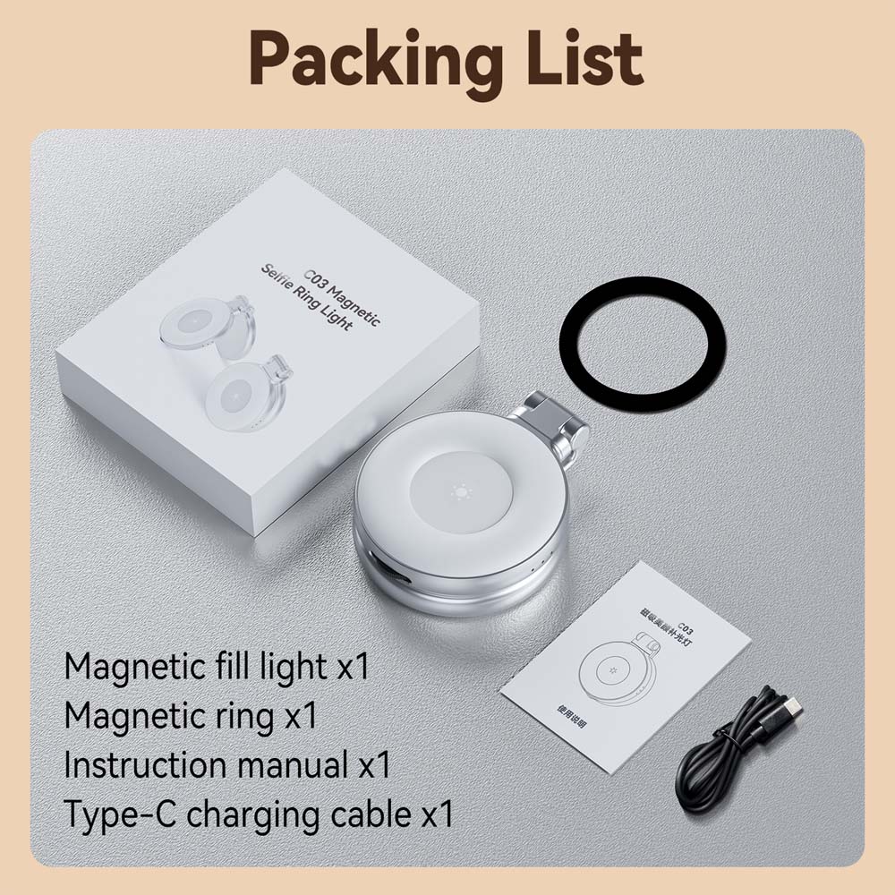 C03 Magnetic Selfie Light CRI97 LED ring light