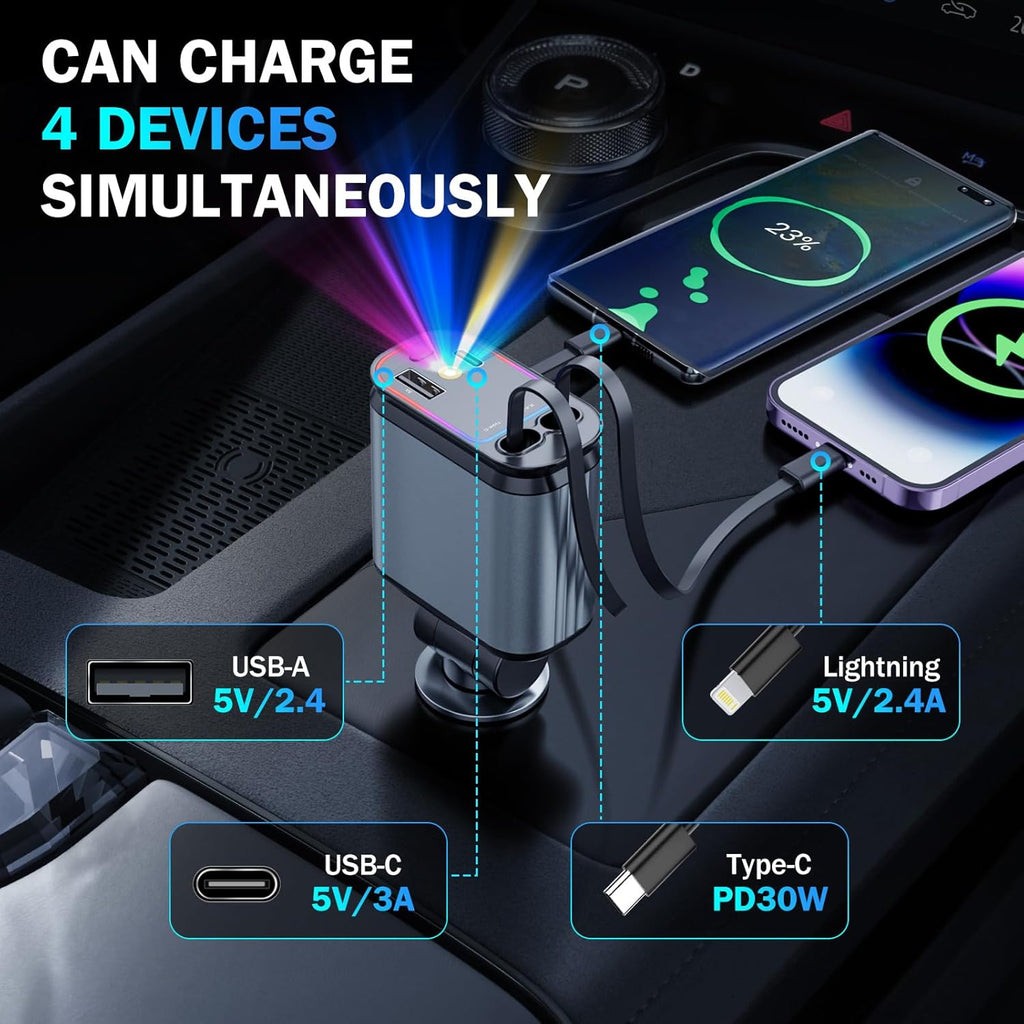Fast 60W Car Charger with Starlight Roof