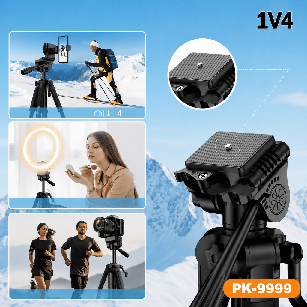 210CM Portable Camera Tripod with Hand Grip and Wireless Remote Control