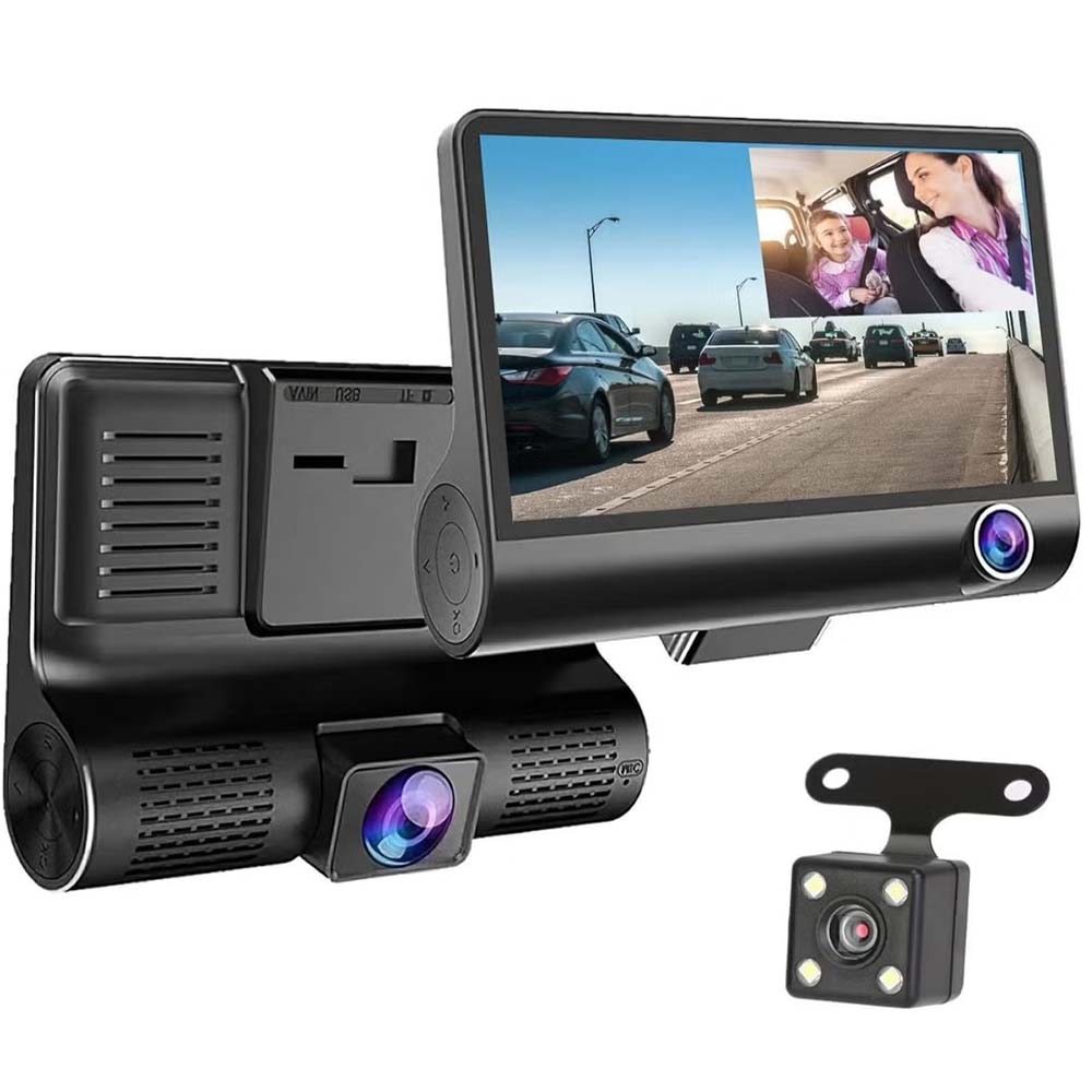 DX3618 3-Channel Car Dashcam. 4" HD display