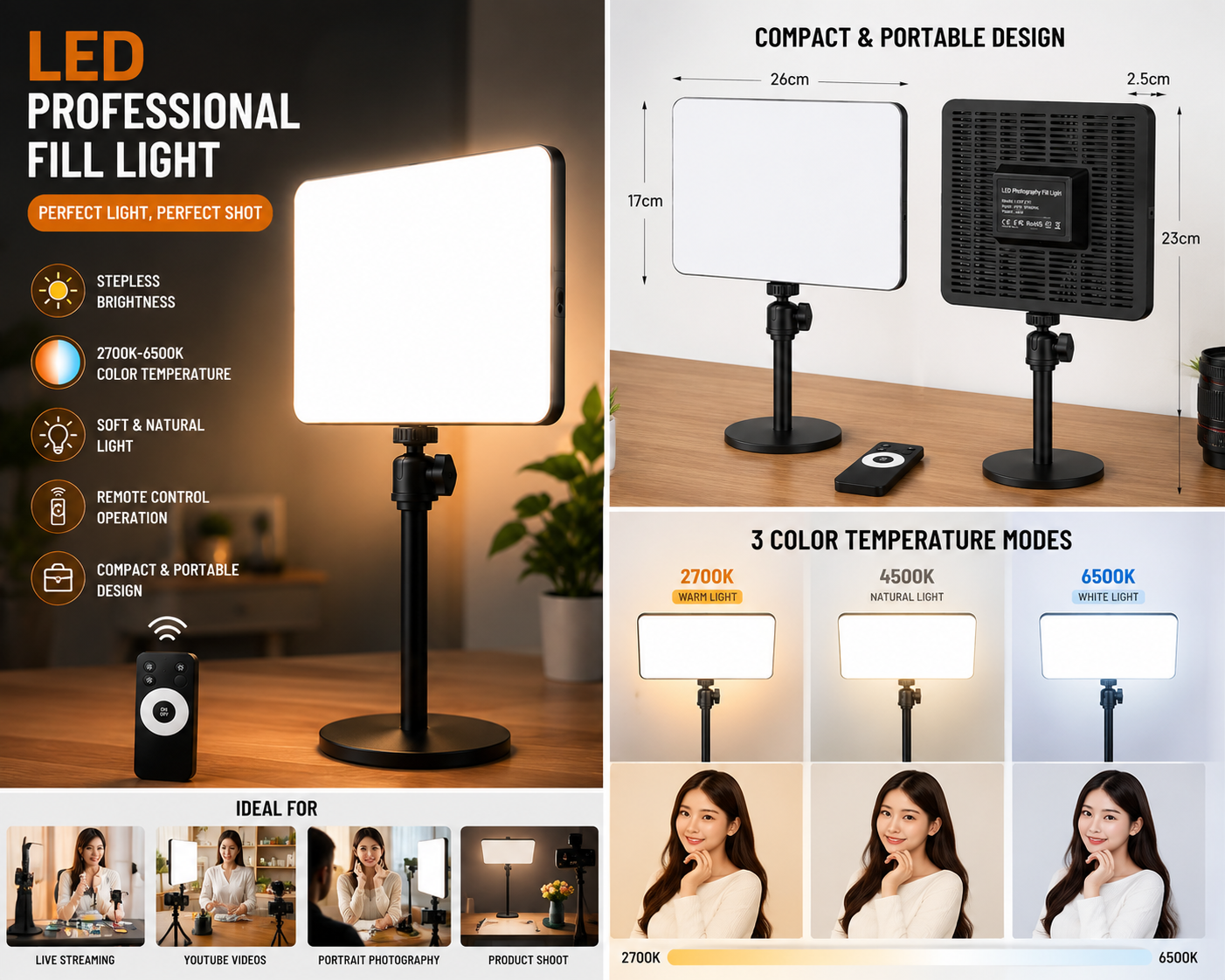 Live-P11 11-Inch Professional LED Fill Light Panel with Adjustable Brightness