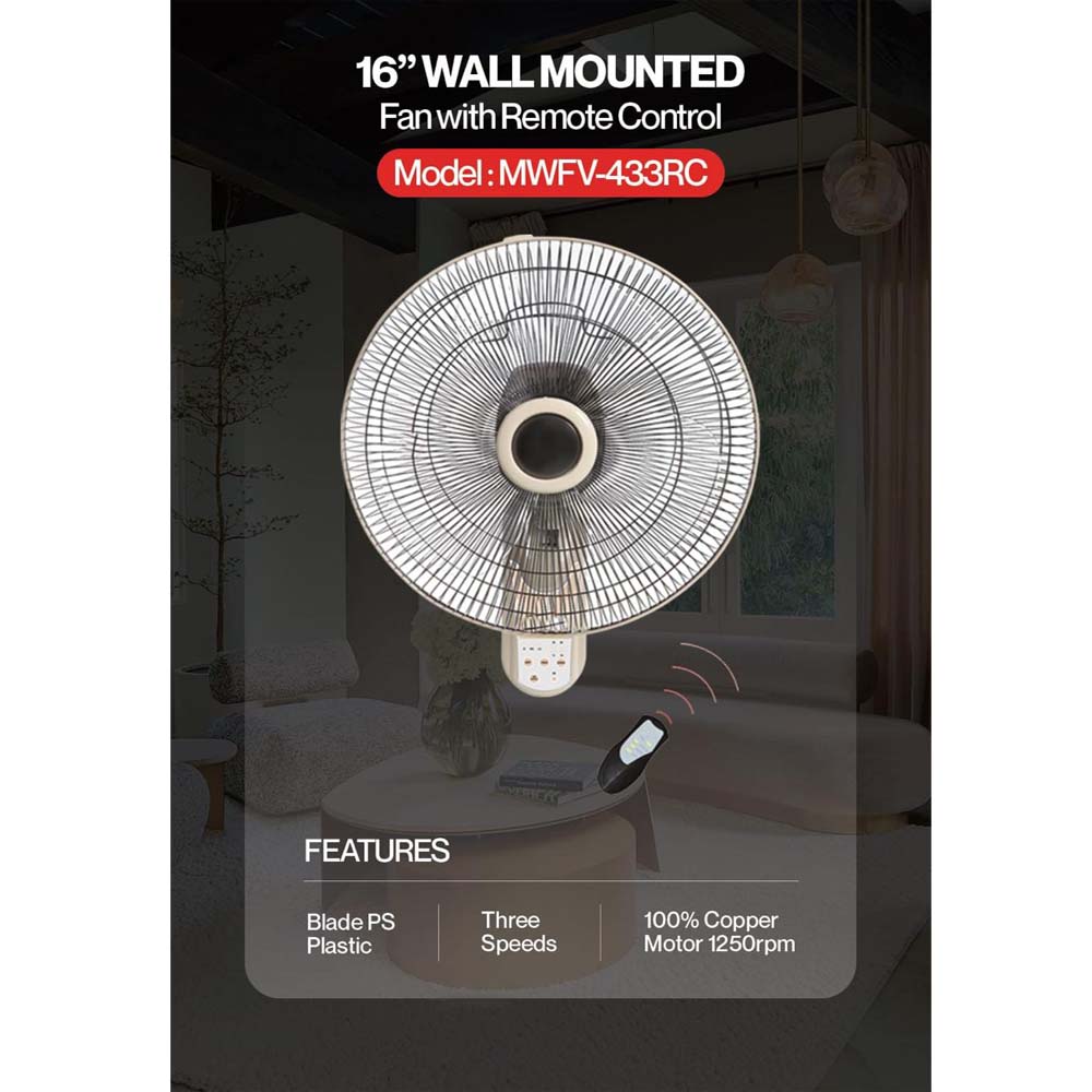 MWFV-433RC 16" Wall Mount Fan