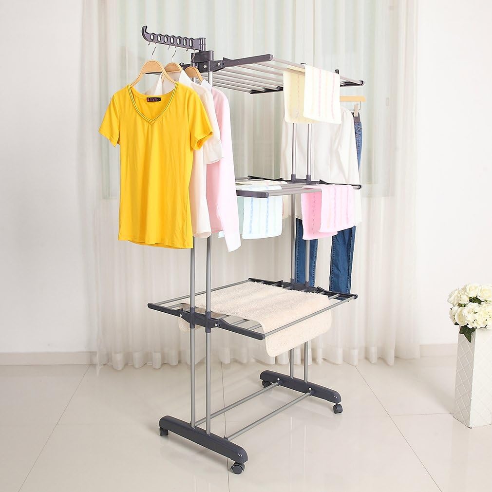 Foldable Rolling Laundry Drying Rack