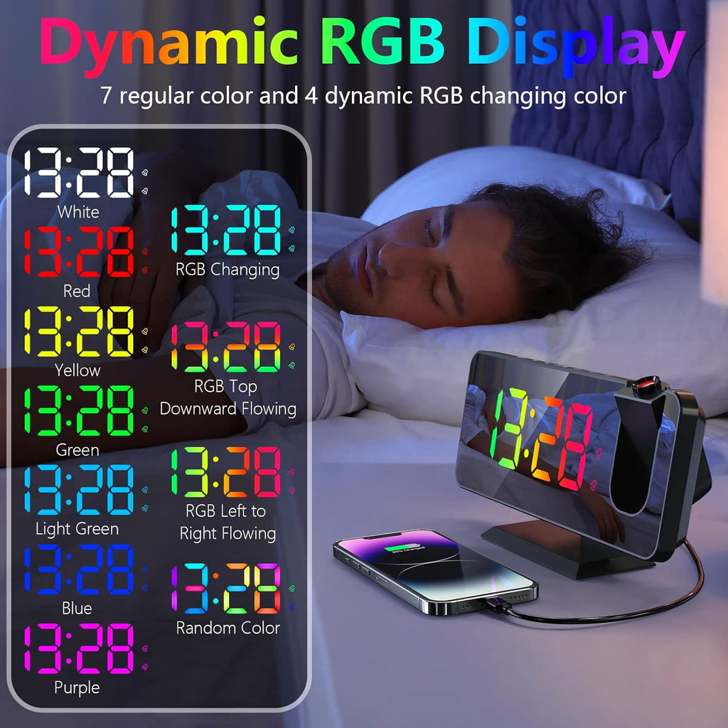 Projection Alarm Clock 180° Rotatable Ceiling