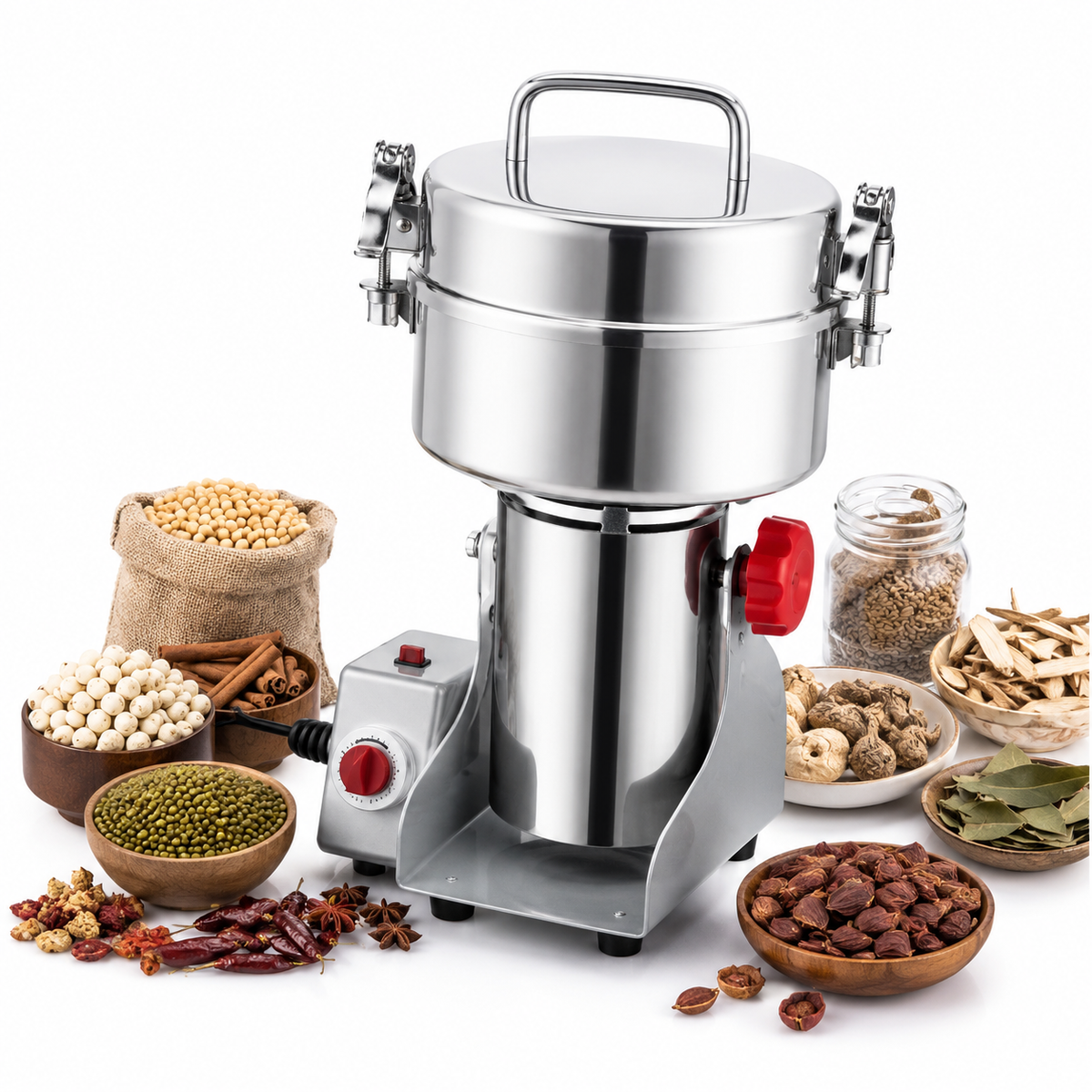 High Speed 3500W Electric Grain Grinder with 1600g Capacity Stainless Steel