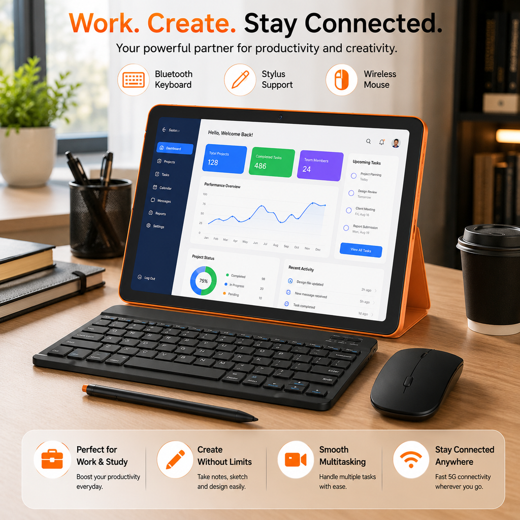 Smart Tablet 10.1-Inch with IPS Display, Octa-Core Processor
