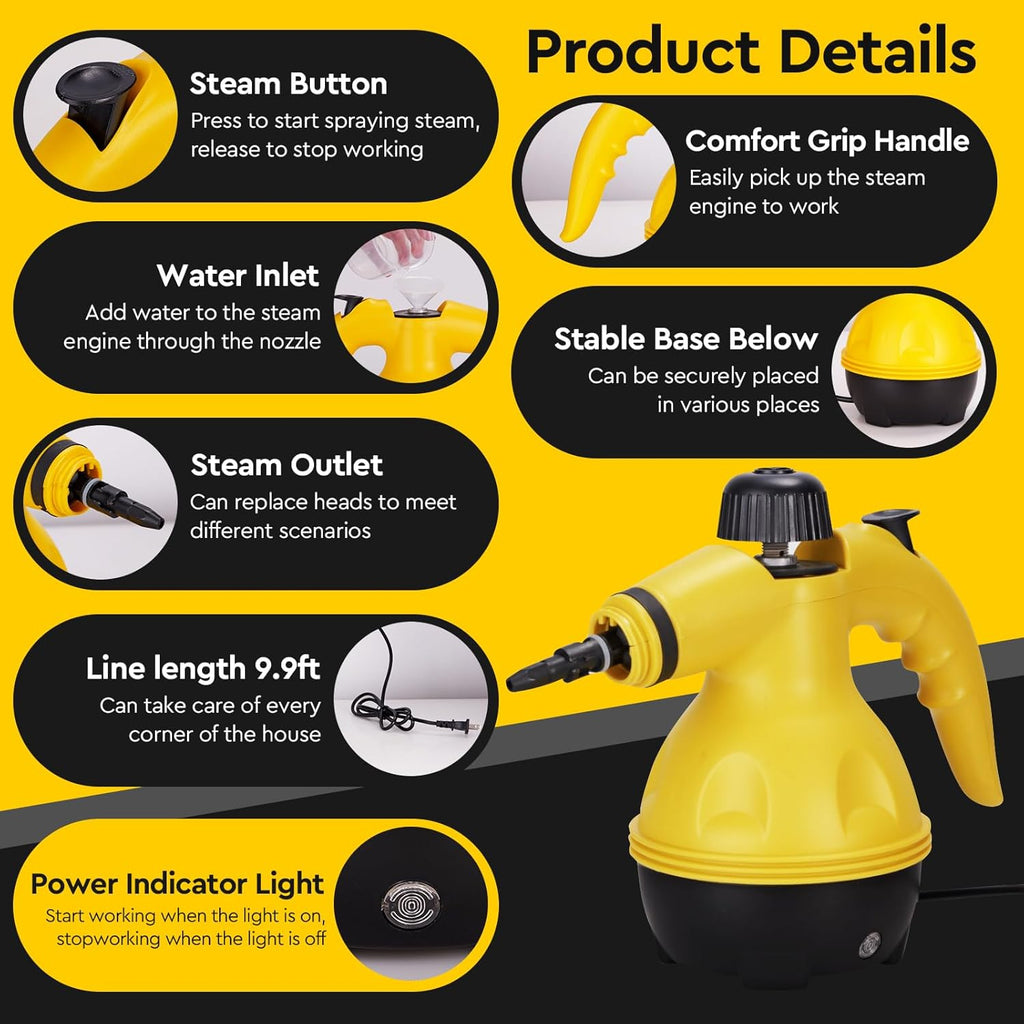 Powerful Pressurized Handheld Steam Cleaner