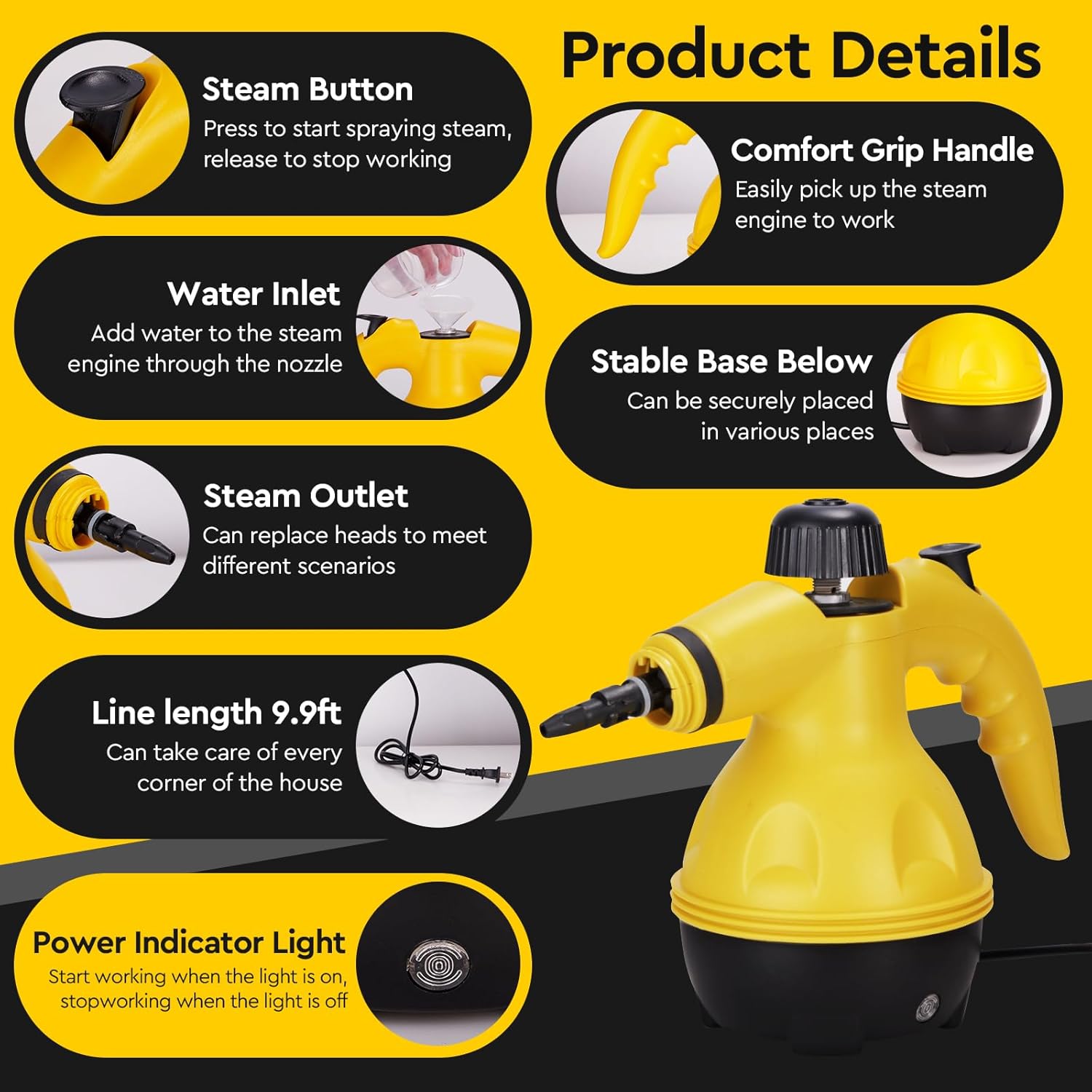 Powerful Pressurized Handheld Steam Cleaner