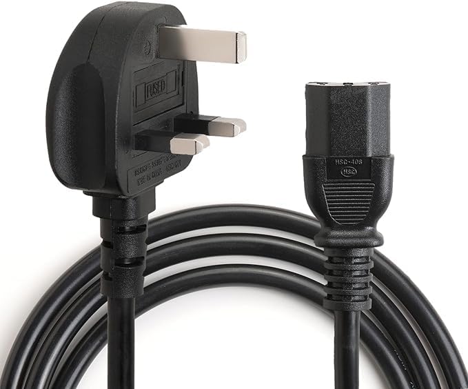 UK 3-Pin Kettle Power Cable, IEC C13 Power Lead for TV