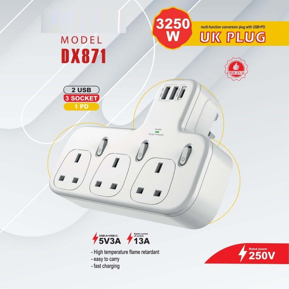 Dx871 Power Strip with 3 AC outlets