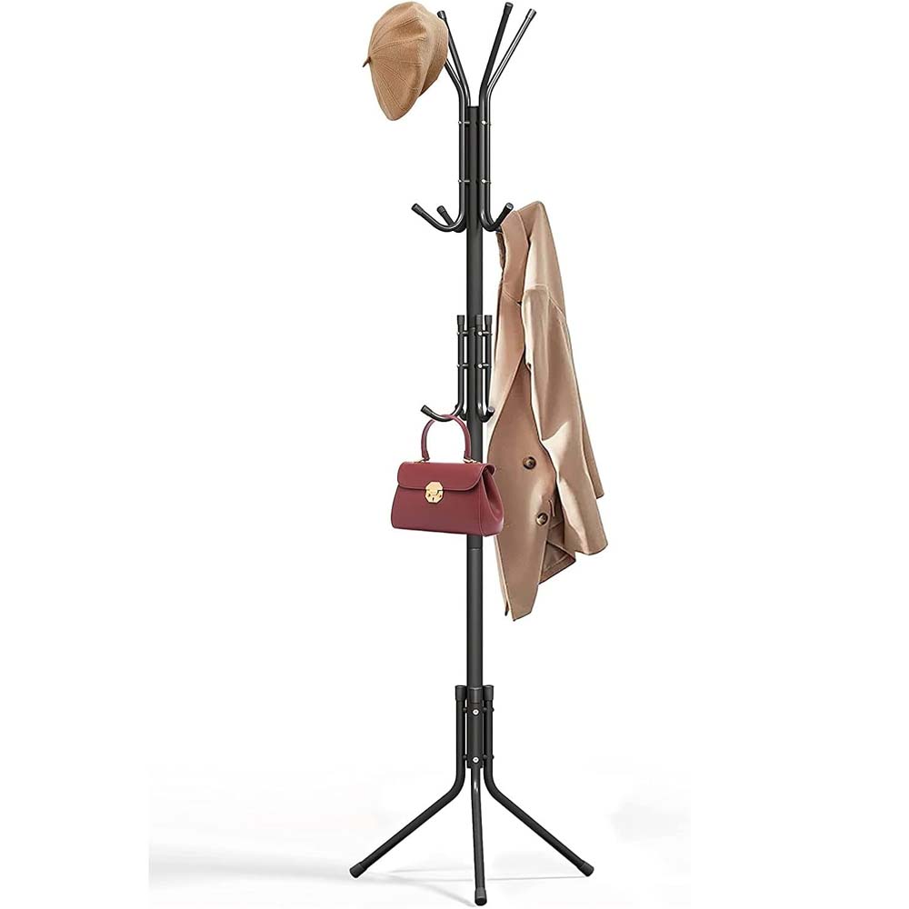 12-Hook Coat Rack Stand Wrought Iron