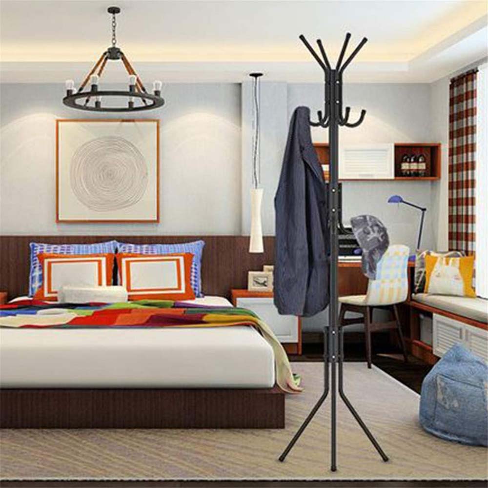 12-Hook Coat Rack Stand Wrought Iron
