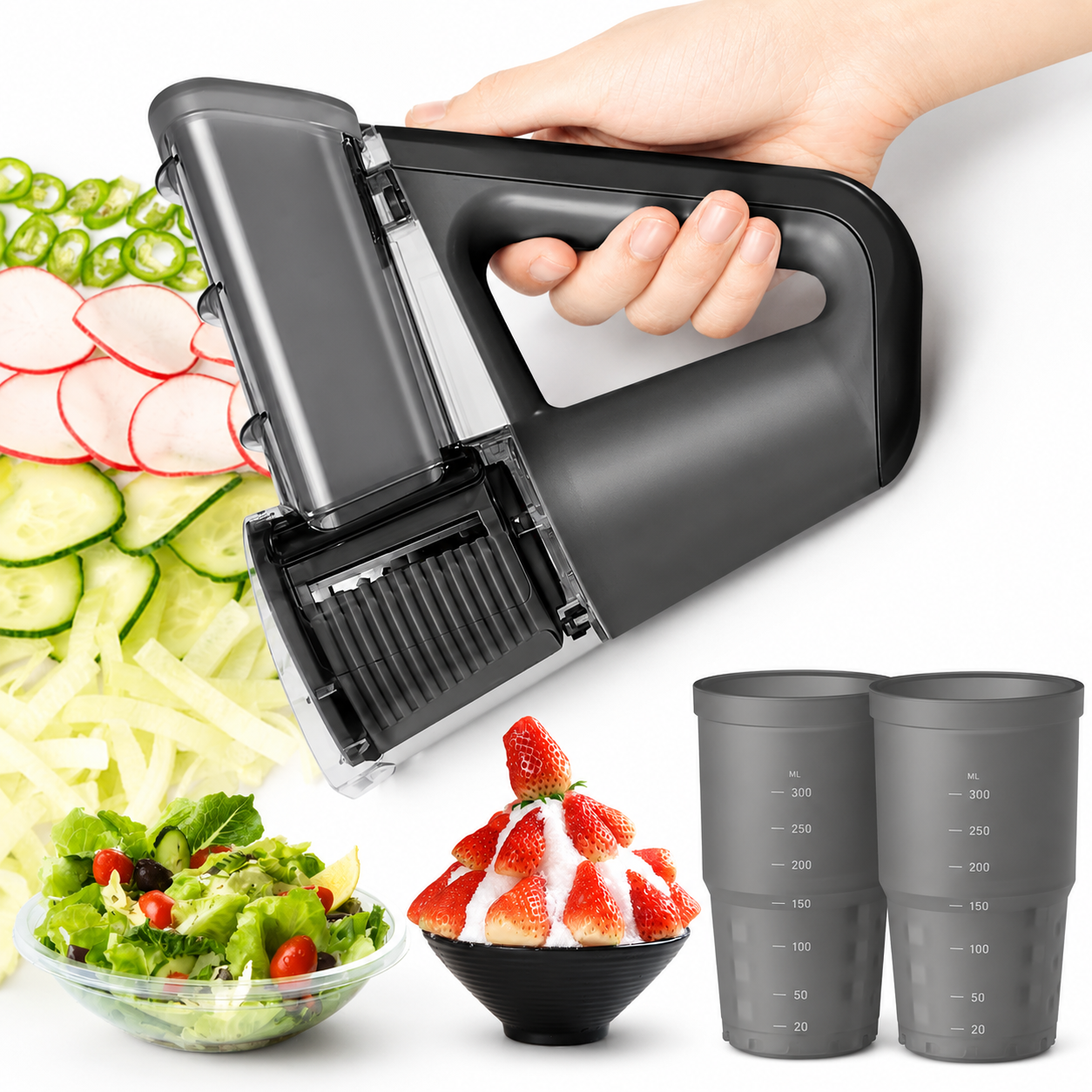 Electric Salad Shooter Cordless Rechargeable Vegetable Cutter