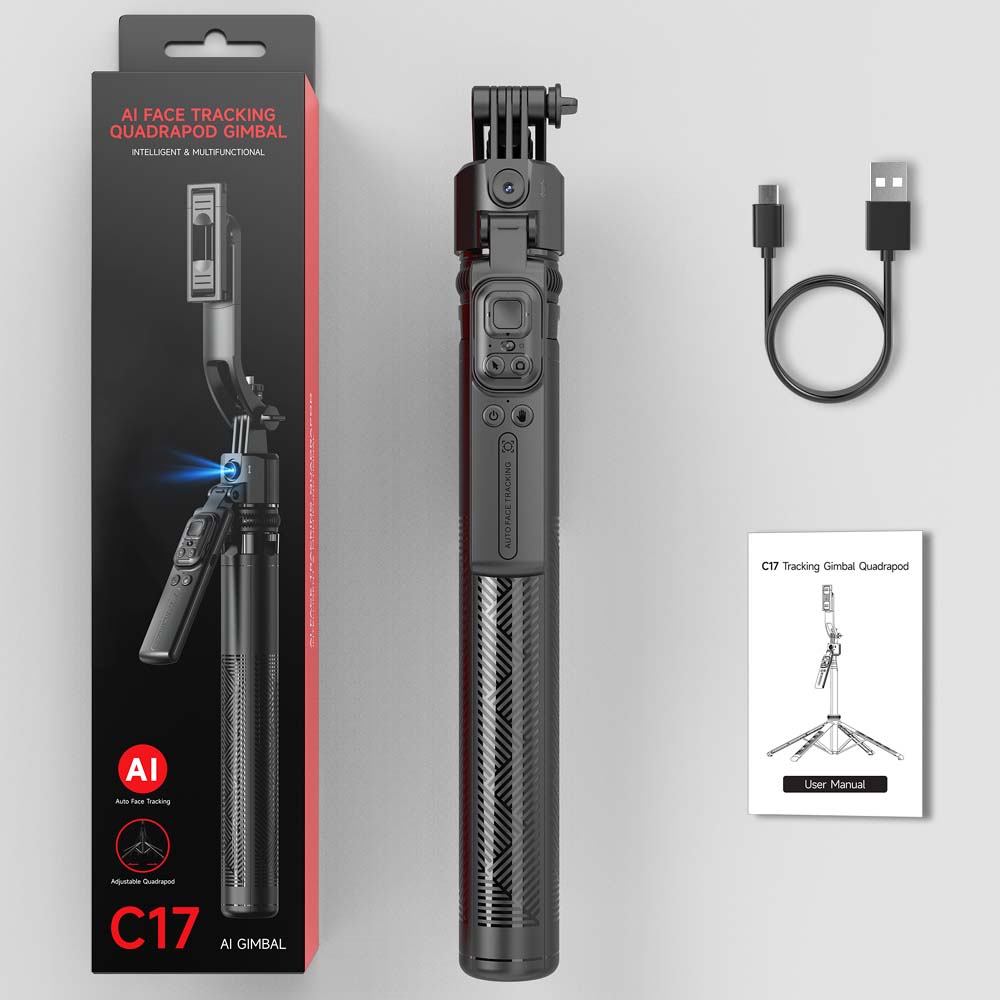 C17 AI Face Tracking Selfie Stick & Tripod
