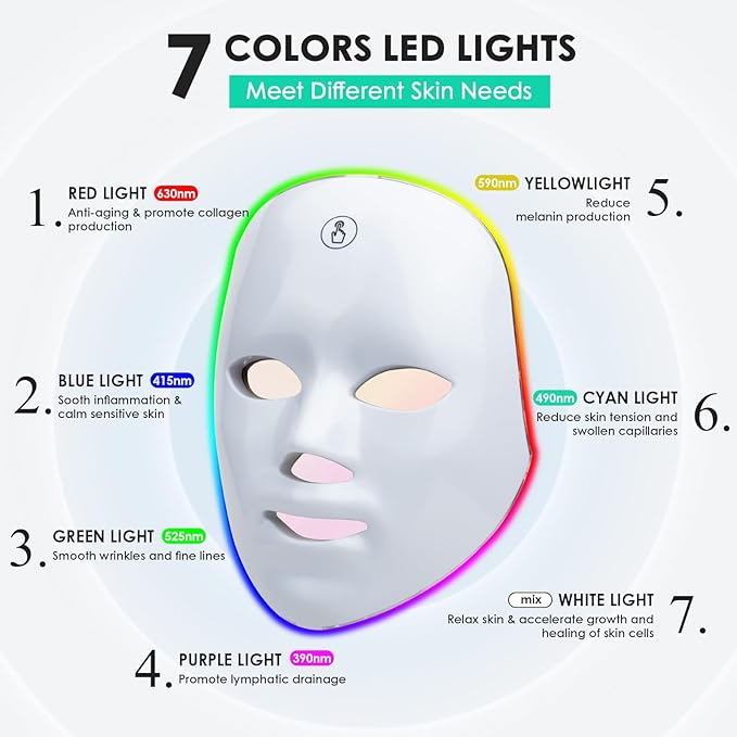 7-Color LED Light Therapy Face Mask