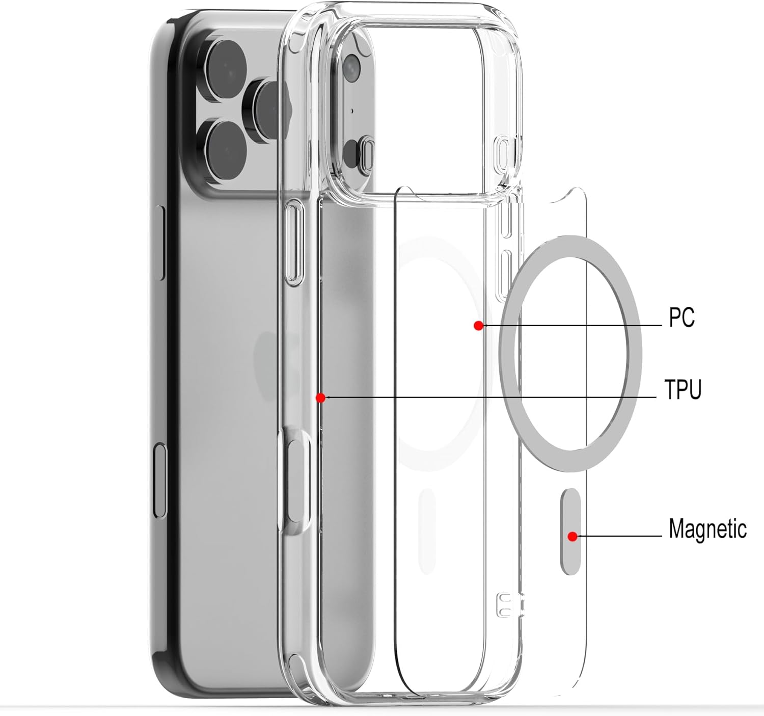 Magnetic Clear Case for iPhone 17 Pro Max